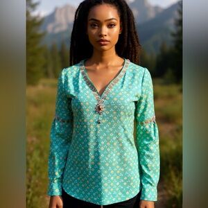 Beaded and Sequined Boho Tunic Top Made in India